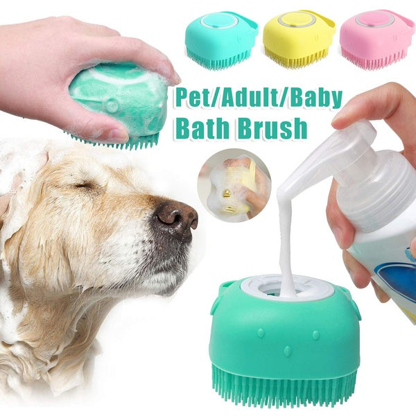 Silicone Dog Bath Brush | Shampoo Dispensing Comb