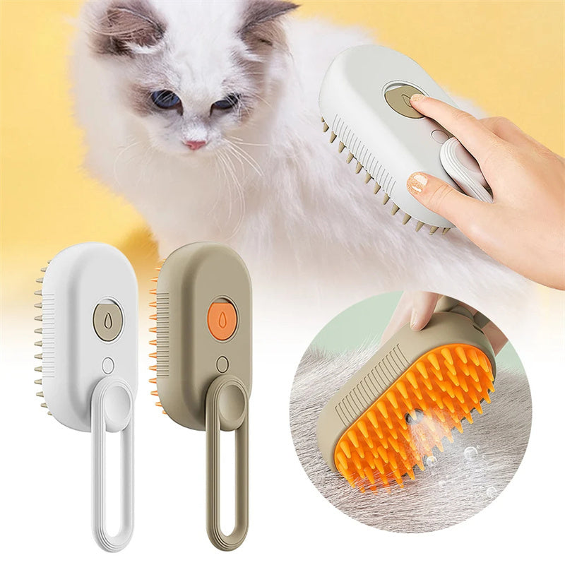 3-in-1 Cat Steam Brush | Electric Pet Grooming Comb