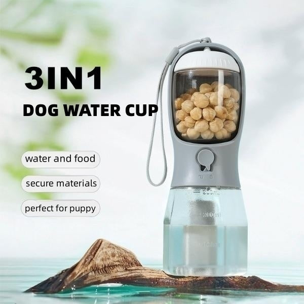 3-in-1 Dog Water Cup | Food & Garbage Bag Dispenser